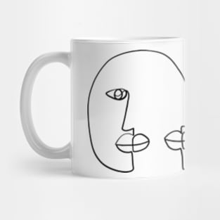 Three Abstract face one line art Mug